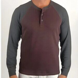 Tailor Vintage Henley Raglan Long Sleeve Men's Knit Raspberry Charcoal Top NWT-M